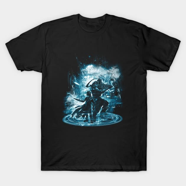 transmutation storm - blue T-Shirt by kharmazero